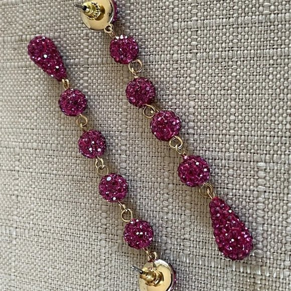 Valentine’s Gift Women Earring Deep Pink Drop Down Ear Jewelry - Picture 7 of 12